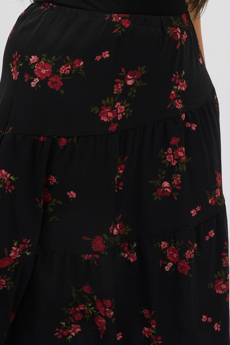 Black Floral Maxi Skirt