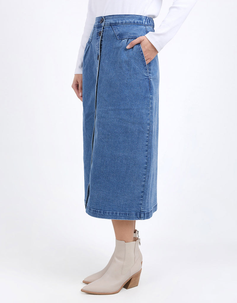 Amanda Midi Skirt - Mid Blue