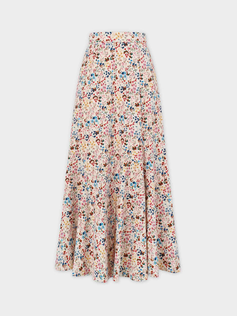 Printed Trumpet Skirt-Floral