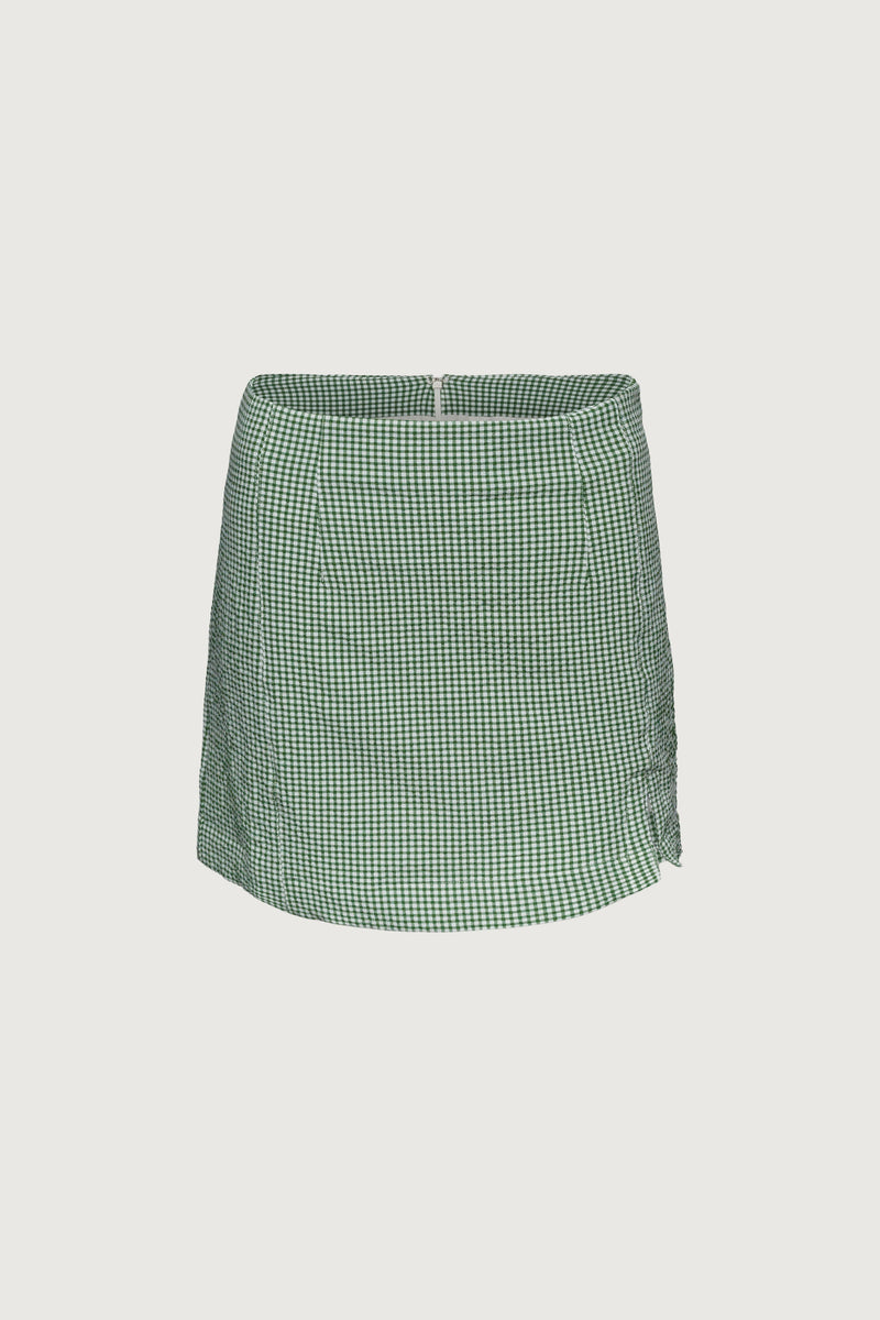 GINGHAM MINI SKIRT WITH FRONT SLIT
