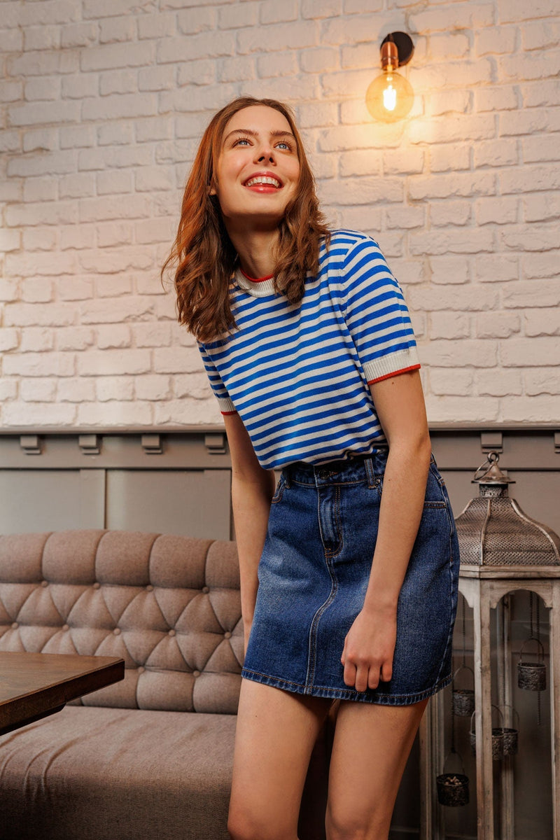 Denim Skirt in Indigo