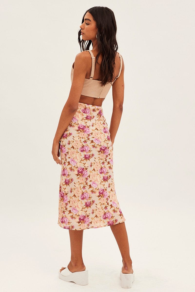 Print Print Midi Skirt Slip Lined Chiffon