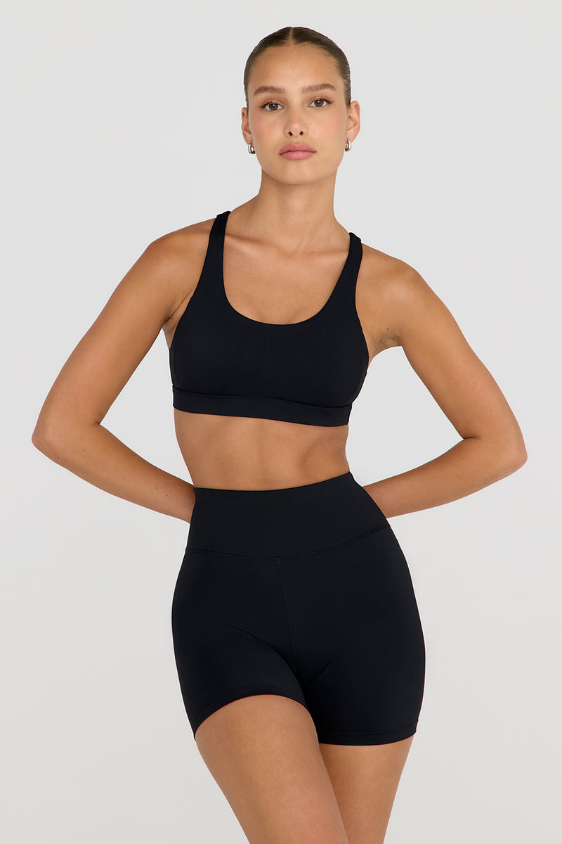 SkinLuxe High Waisted Cycling Shorts - Shadow Black