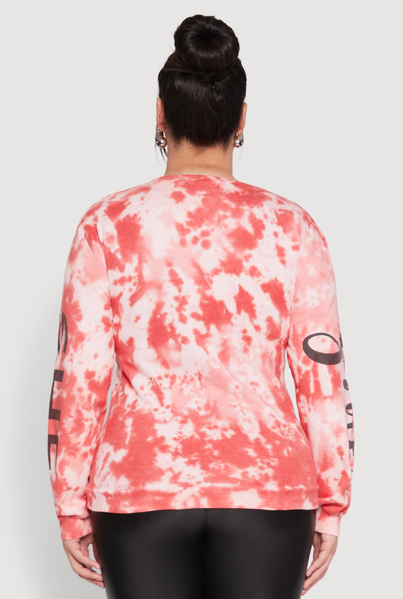 Plus Size She Is Velvet Burnout Tie Dye Sweatshirt