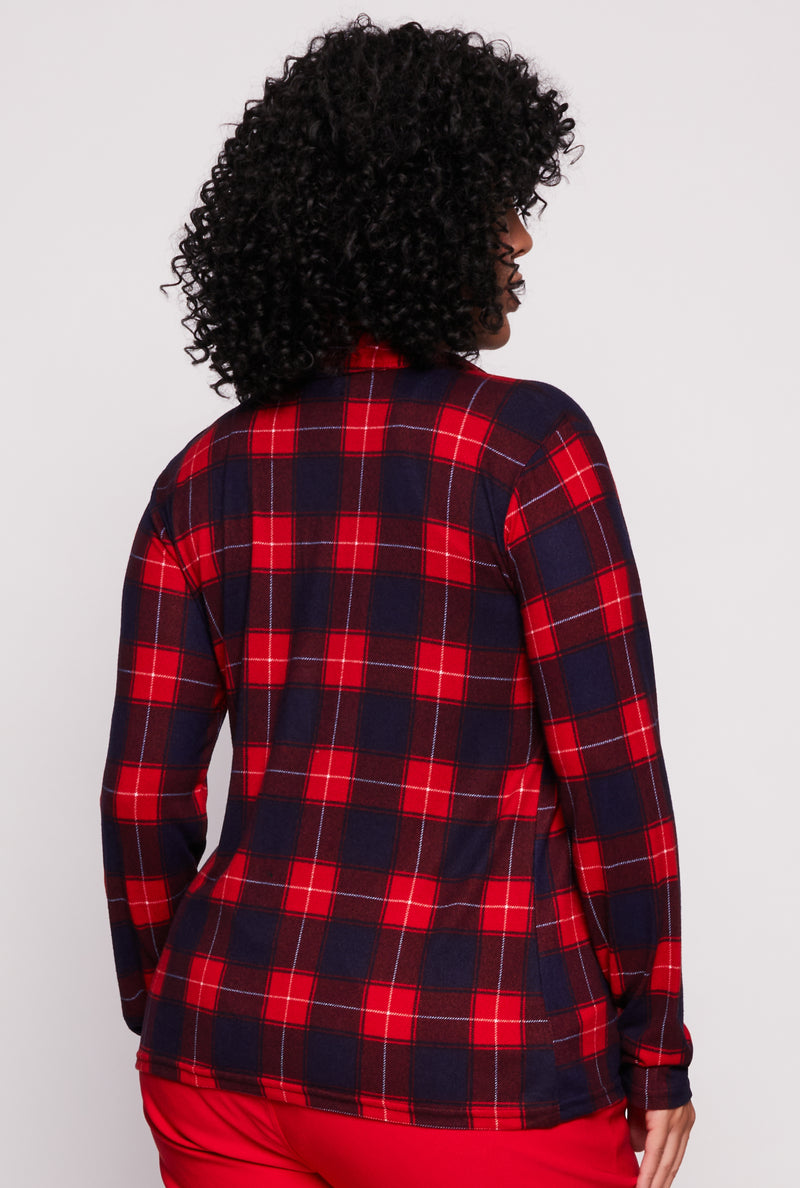 Plus Size Plaid Button Front Shirt