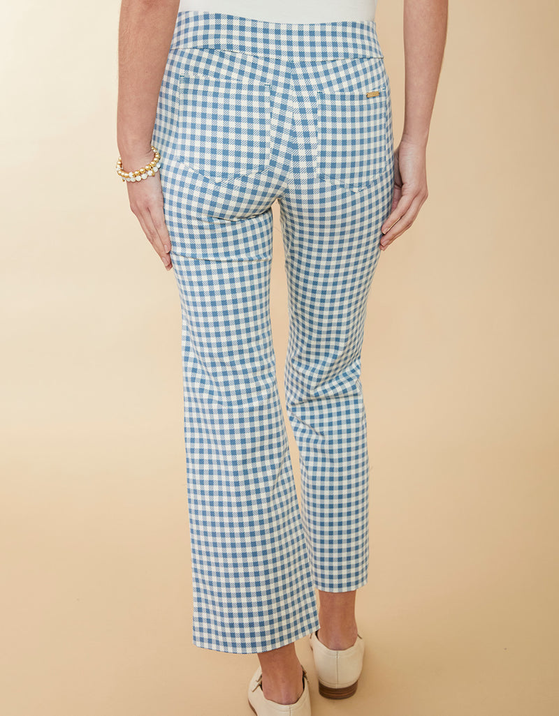 Maren Kick Flare Pant Clara Gingham Bluestone