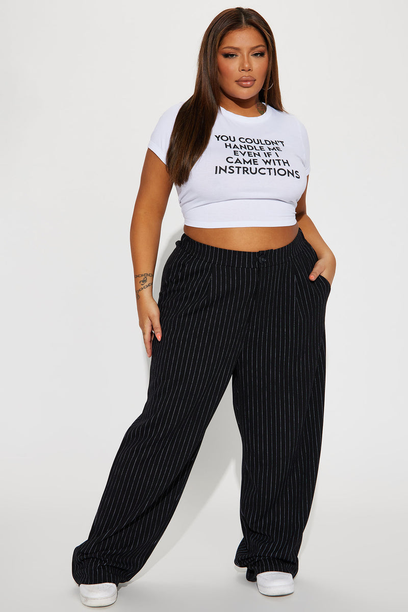 Work It Pinstripe Trouser Pant - Black