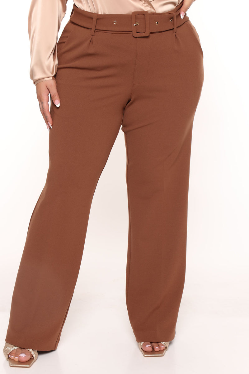 Celine Belted Wide Leg Pant - Brown