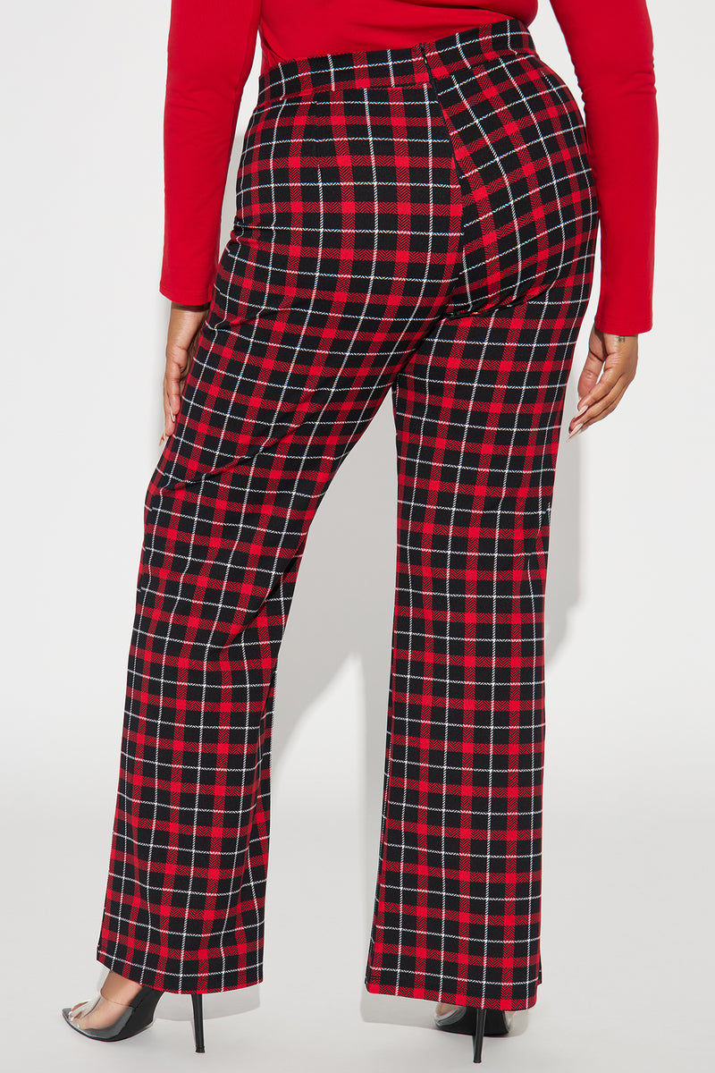 Victoria High Waisted Dress Pant - Red/Black