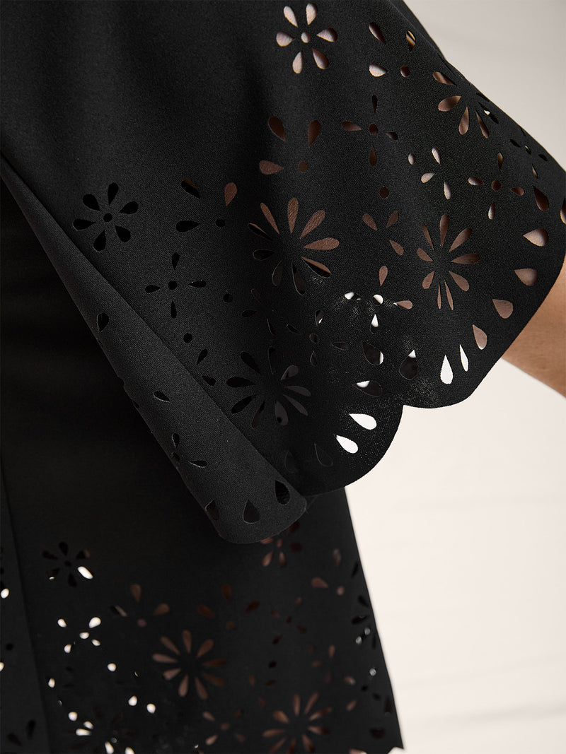 Scalloped Laser Cut Bootcut Pants