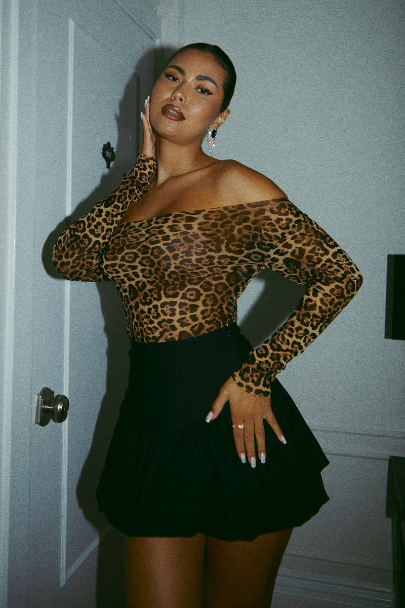 Jovana Off The Shoulder Top - Leopard