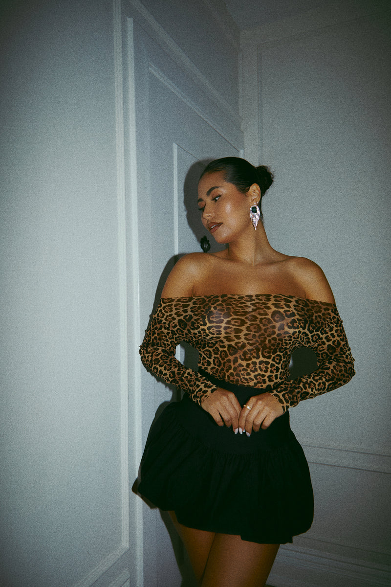 Jovana Off The Shoulder Top - Leopard