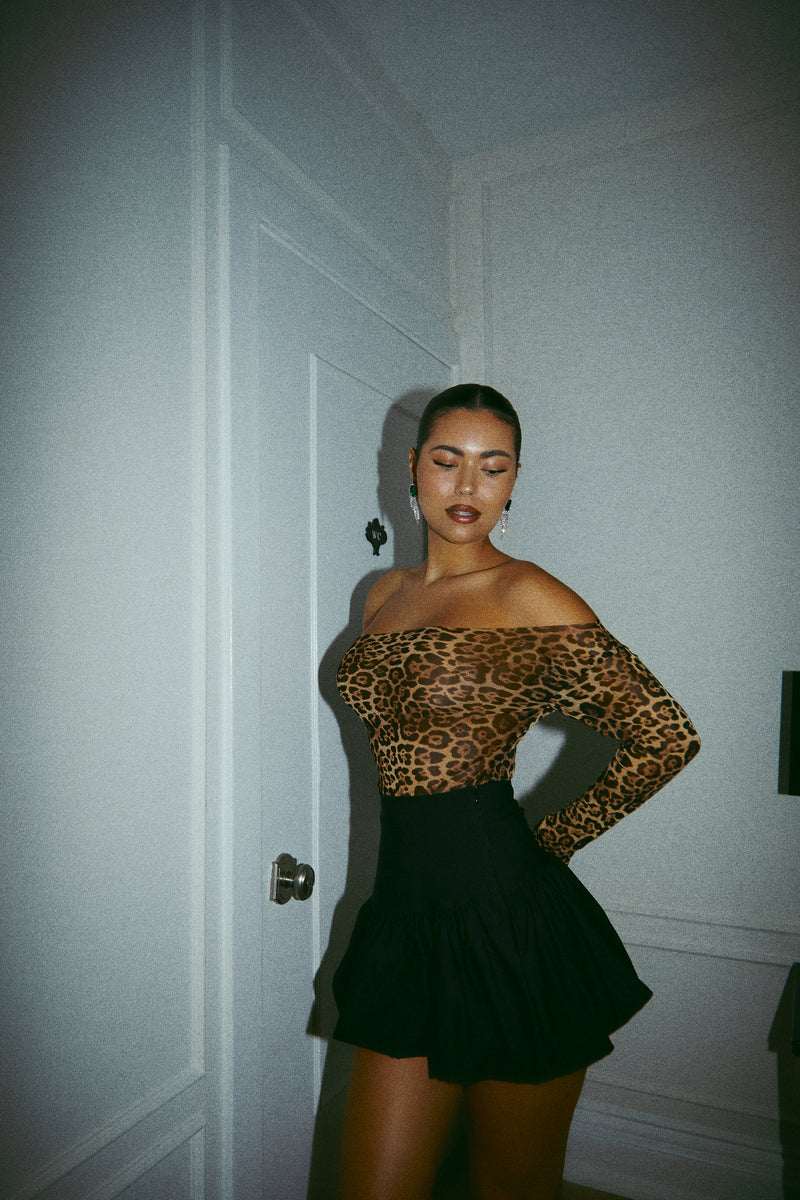 Jovana Off The Shoulder Top - Leopard
