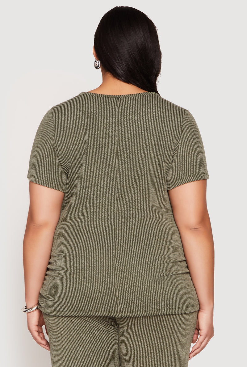 Plus Size Ribbed Knit Rhinestone Blessed Top