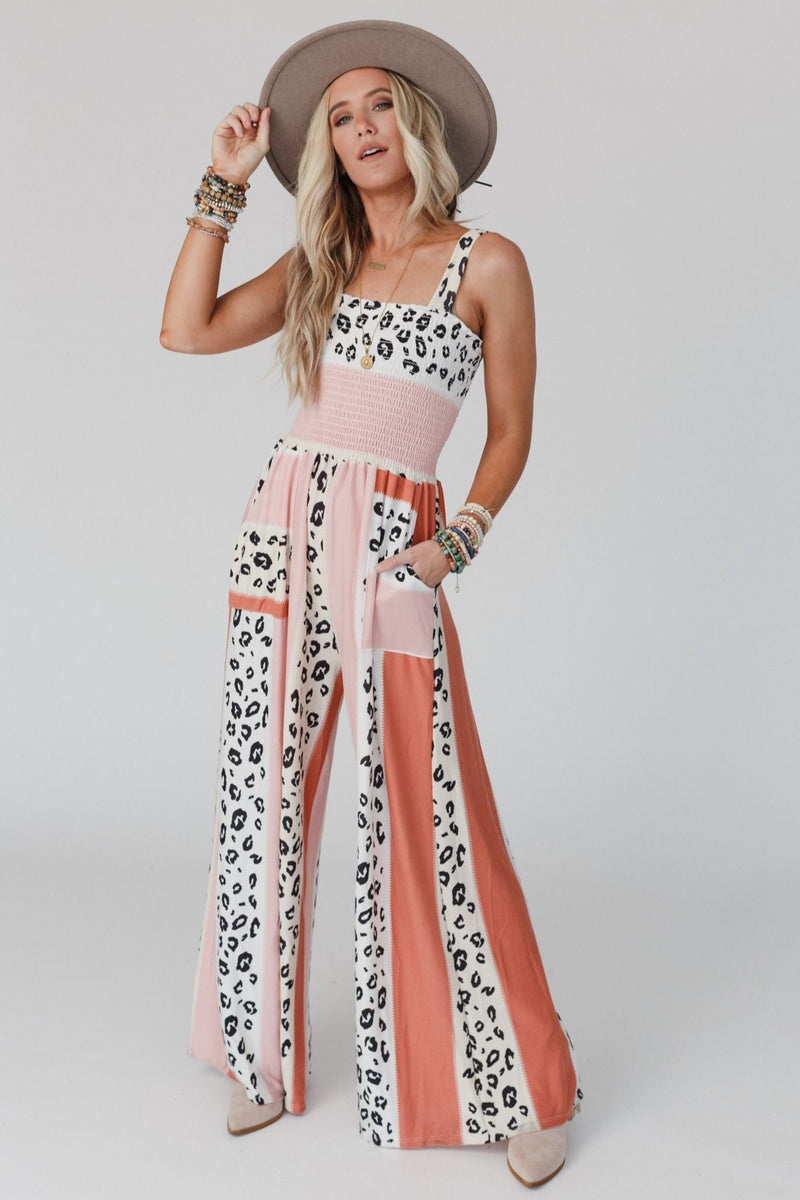 Serendipity Animal Print Jumpsuit - Coral