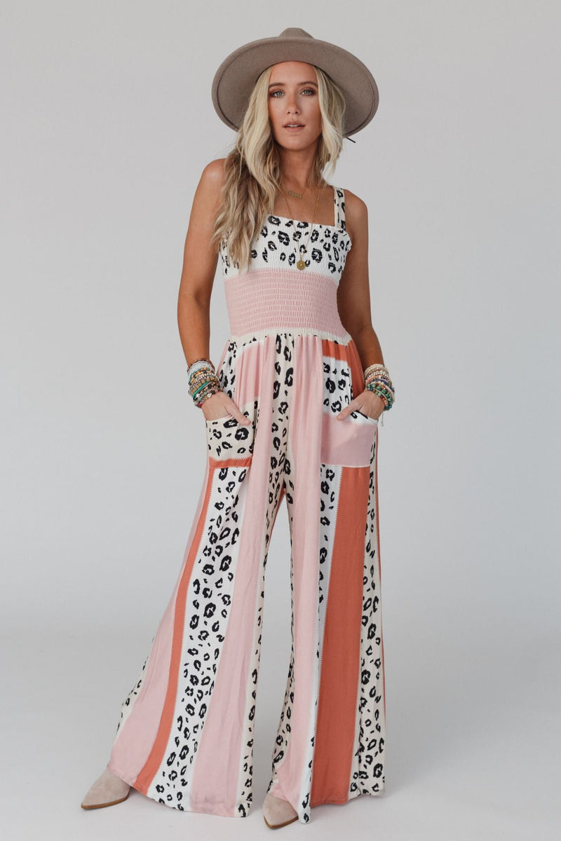 Serendipity Animal Print Jumpsuit - Coral