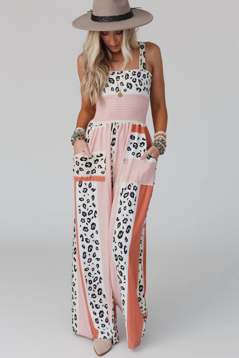 Serendipity Animal Print Jumpsuit - Coral
