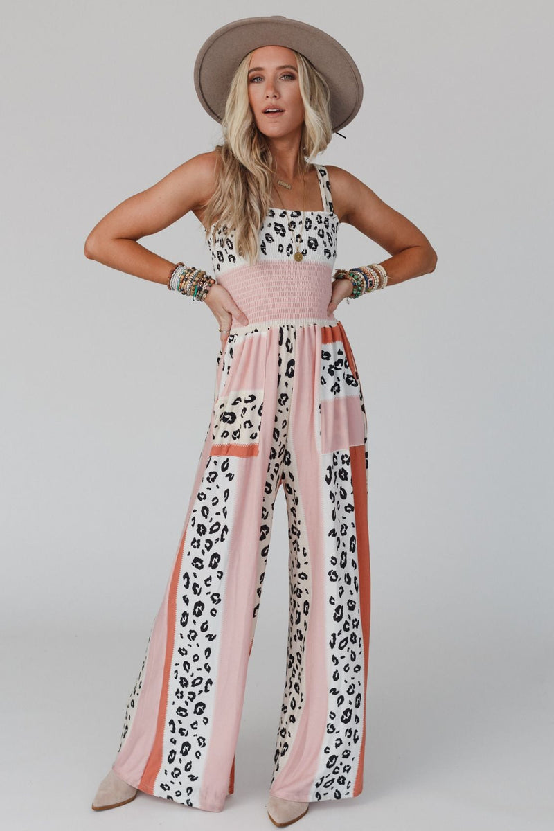 Serendipity Animal Print Jumpsuit - Coral
