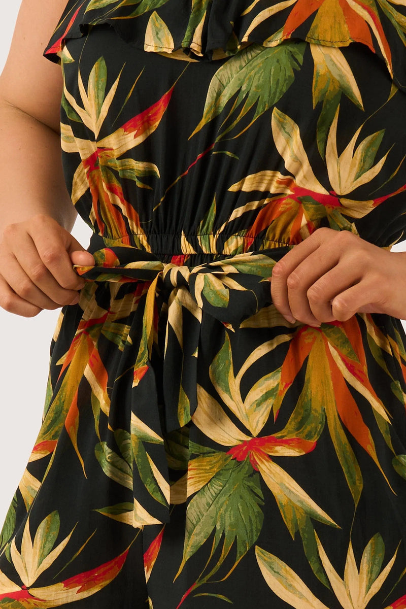 Sustainable Viscose Frill Jumpsuit - Black Tropico