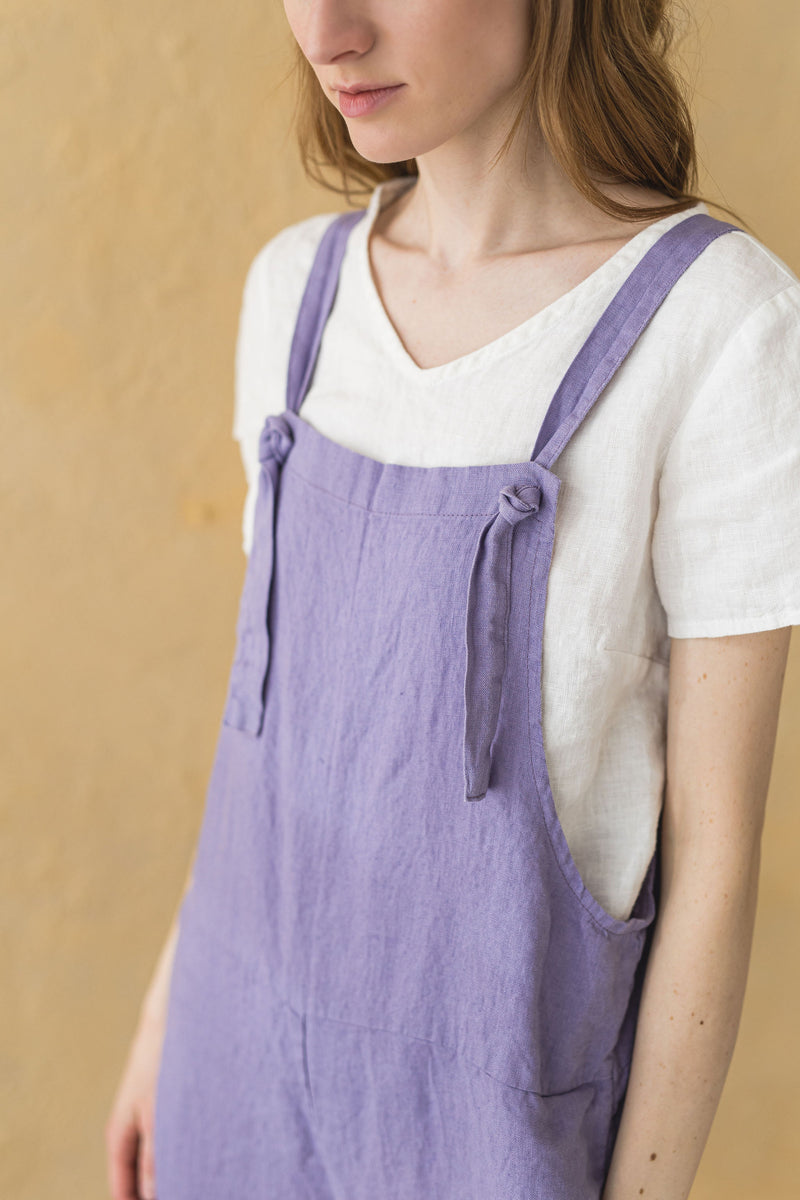 Loose Linen Jumpsuit with Adjustable Straps