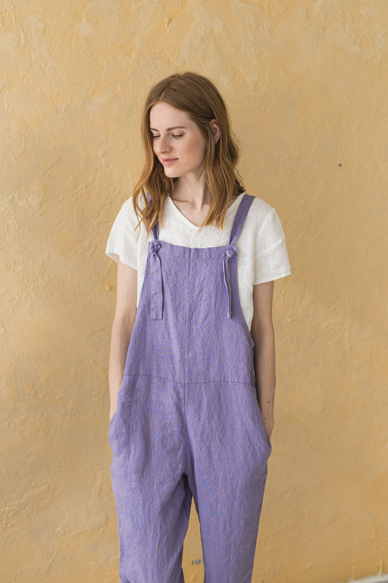 Loose Linen Jumpsuit with Adjustable Straps