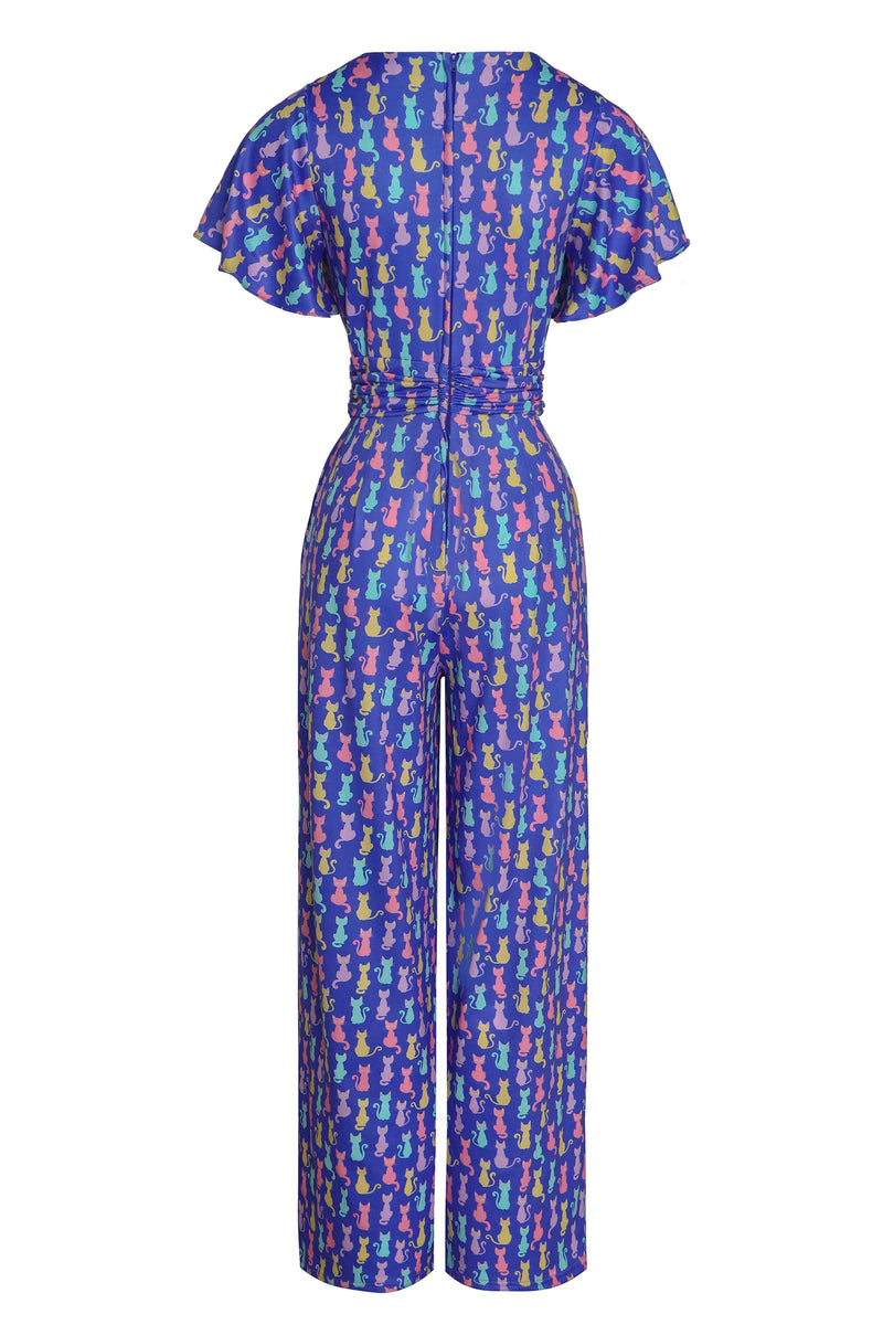 Esther Rainbow Cat Purple Jumpsuit