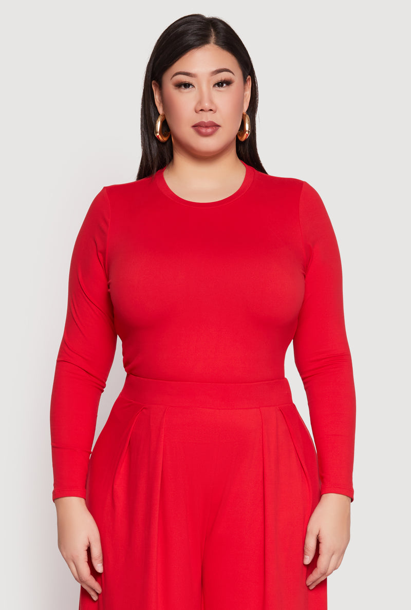 Plus Size Soft Knit Long Sleeve Top
