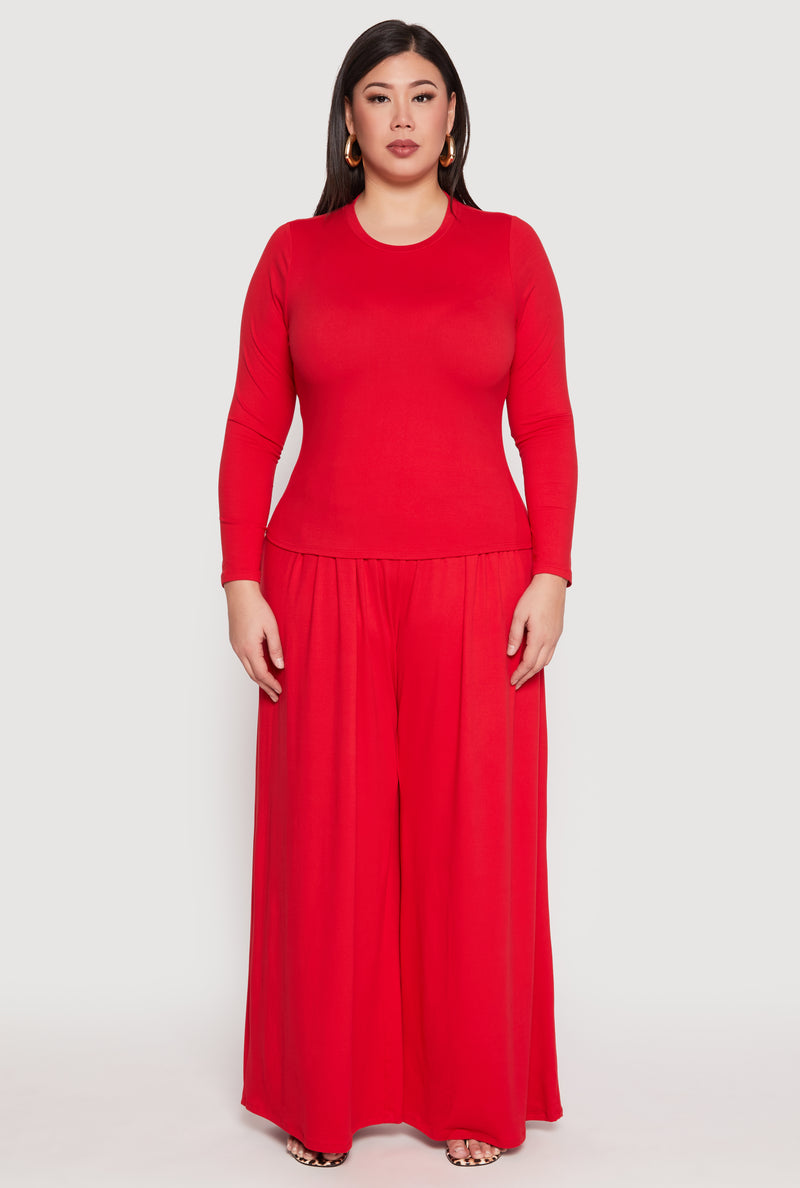 Plus Size Soft Knit Long Sleeve Top