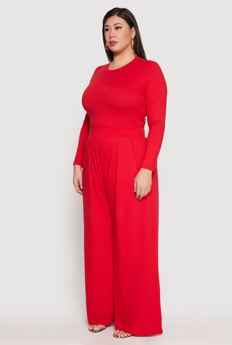 Plus Size Soft Knit Long Sleeve Top
