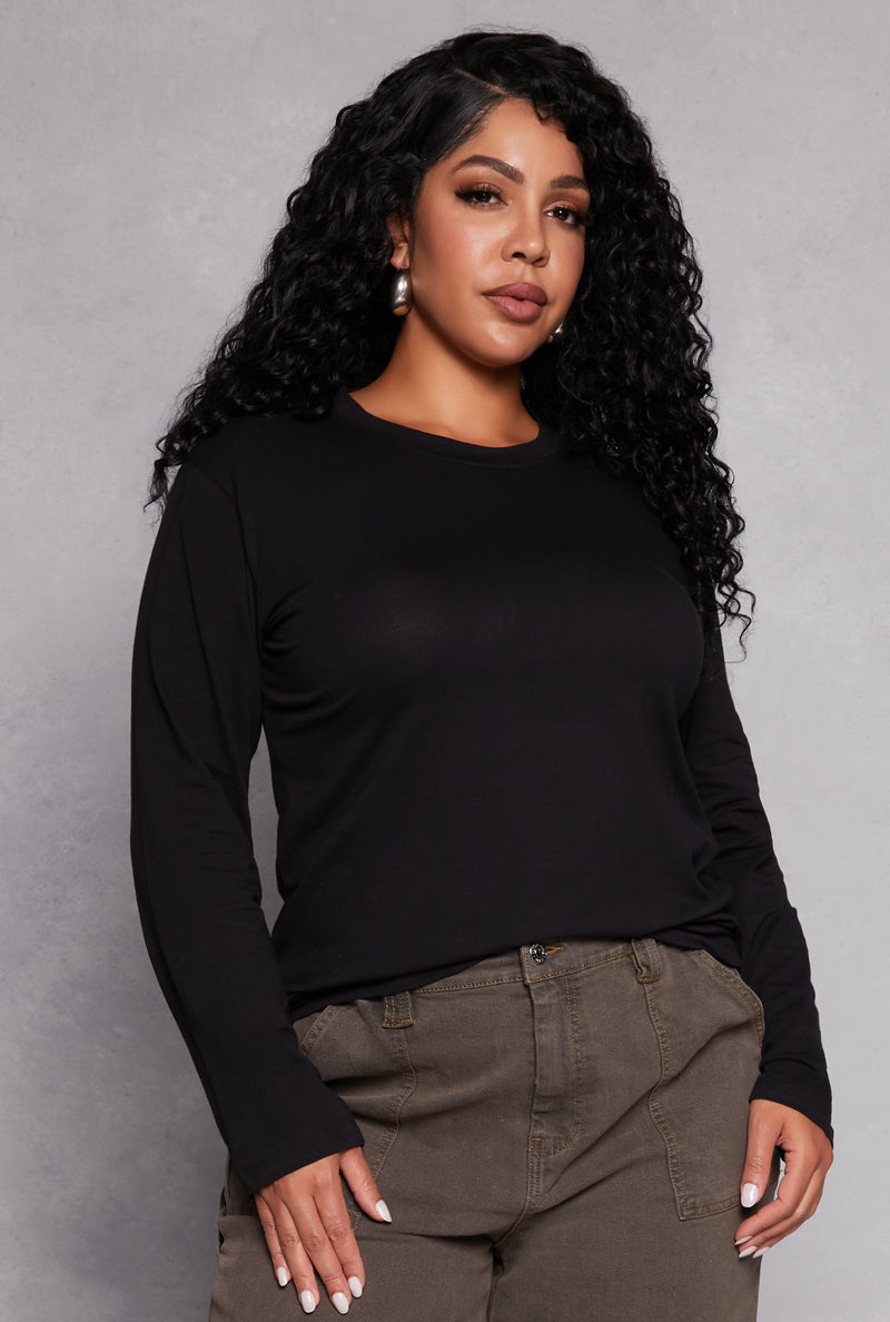 Plus Size Long Sleeve Crew Neck Tee