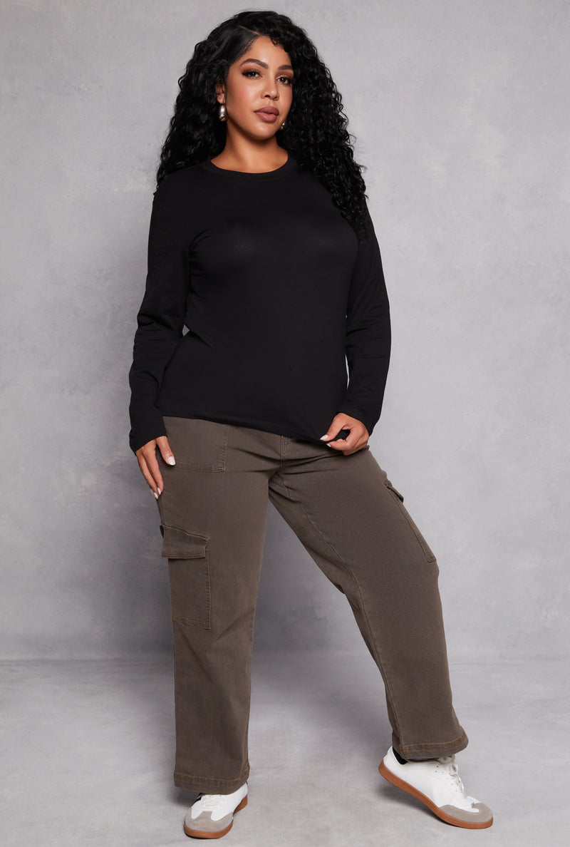 Plus Size Long Sleeve Crew Neck Tee