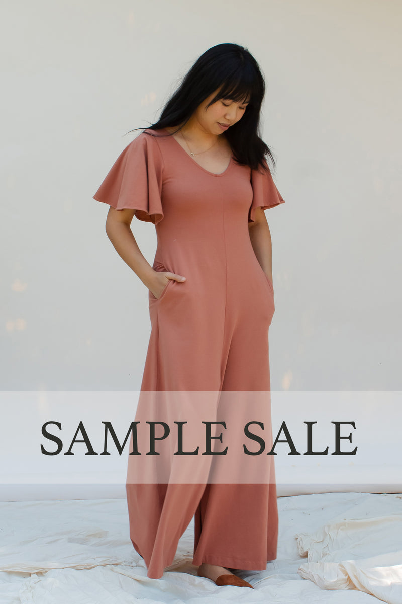 SAMPLE SALE | Villa Flutter Sleeve Jumpsuit - Toast