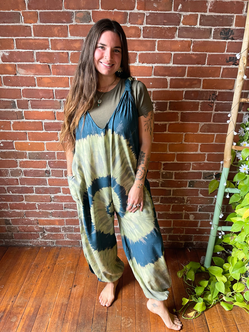 Ophelia Tie Dye Spiral  Jumpsuit / Overalls - Teal