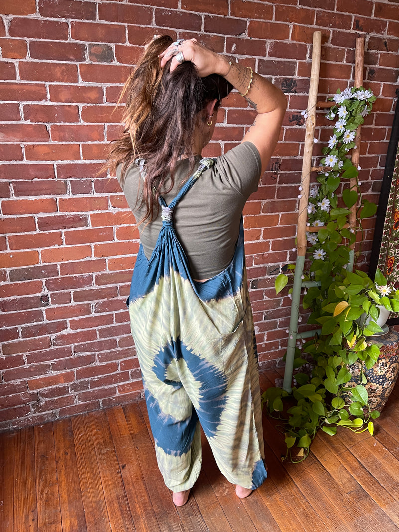 Ophelia Tie Dye Spiral  Jumpsuit / Overalls - Teal