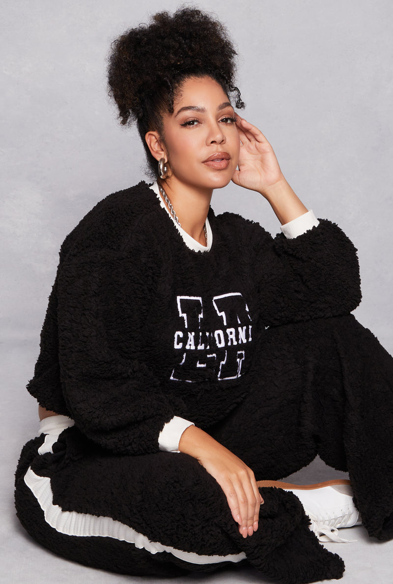 Plus Size Almost Famous LA California Sherpa Sweatshirt
