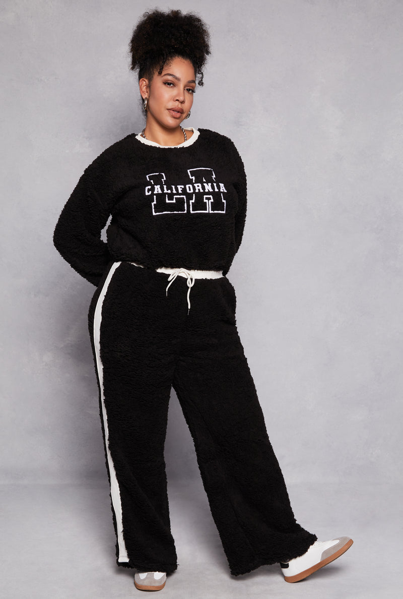 Plus Size Almost Famous LA California Sherpa Sweatshirt