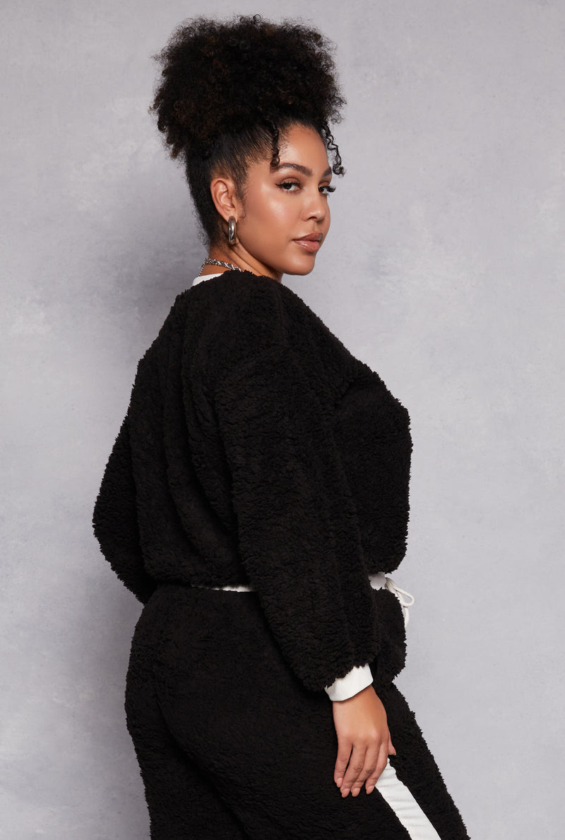 Plus Size Almost Famous LA California Sherpa Sweatshirt