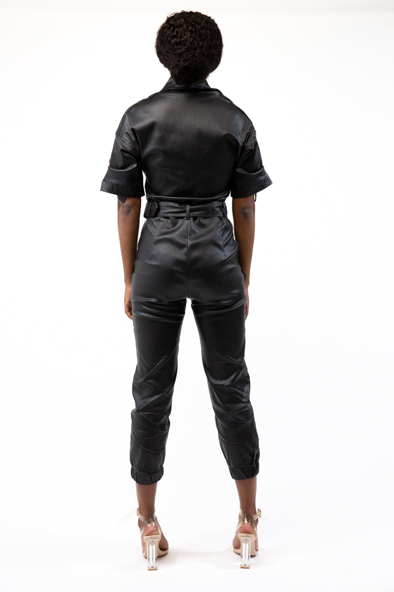 Black Biker Chic Jumpsuit