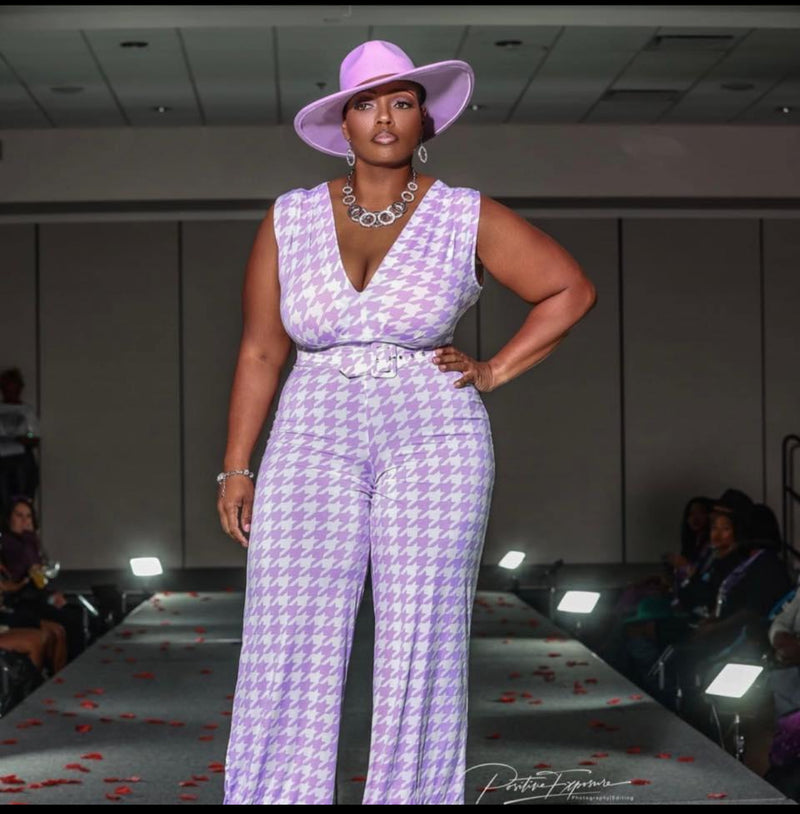 No Limits Houndstooth Lavender Jumpsuit