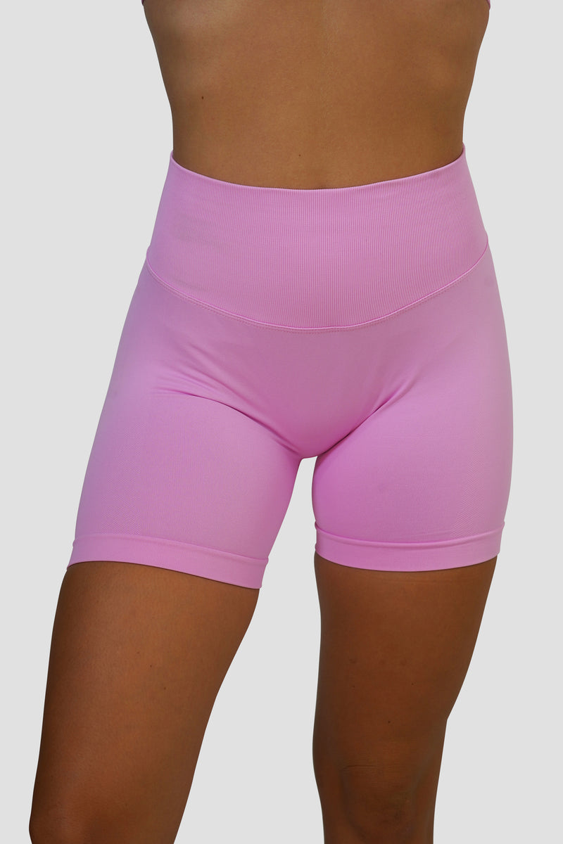RECOIL HIGH WAIST SCRUNCH SHORTS - BUBBLEGUM PINK