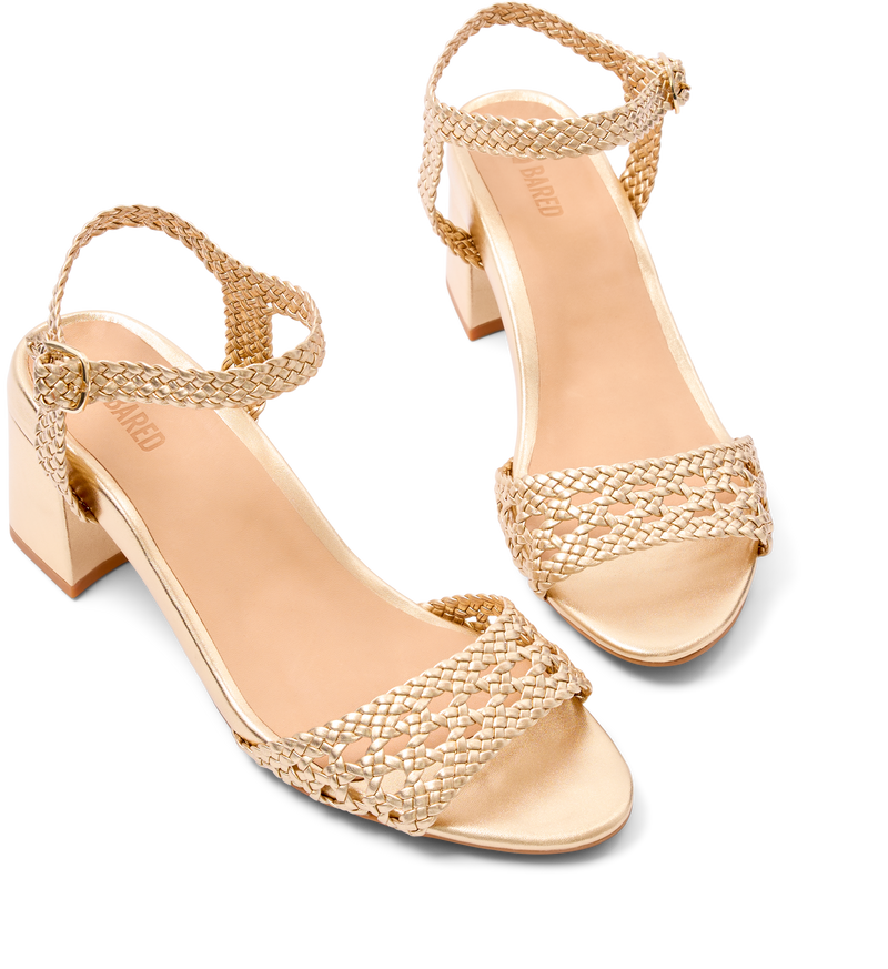 Geomalia Gold Leather Low Heels