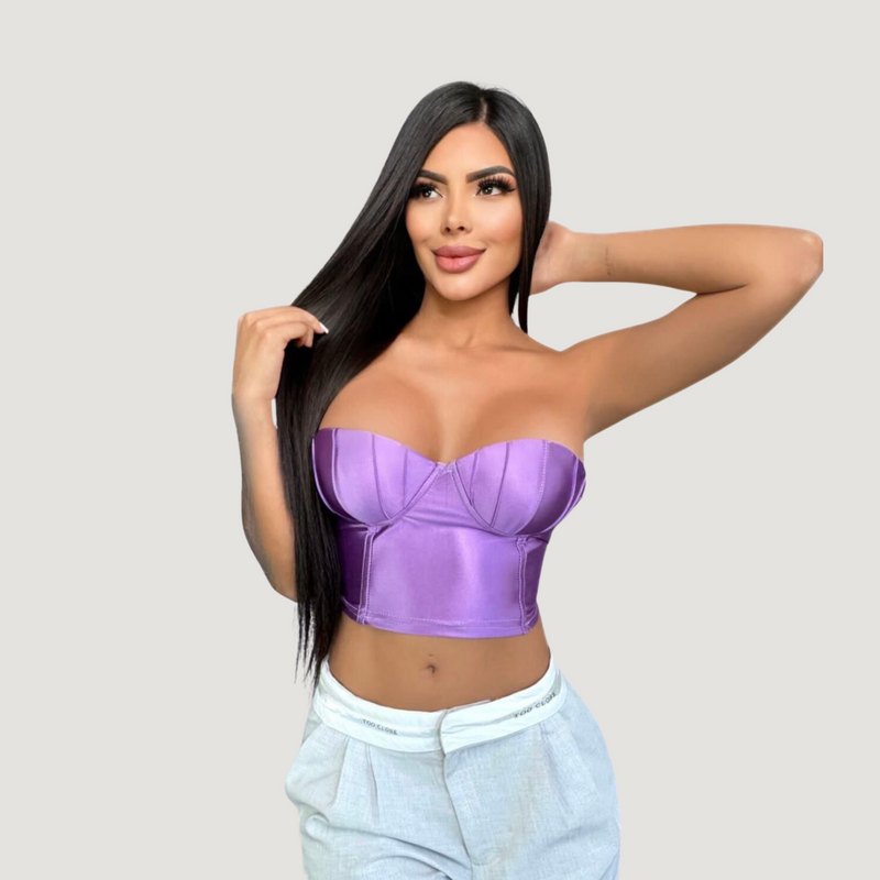 Corset Top with Glossy Spandex Fabric