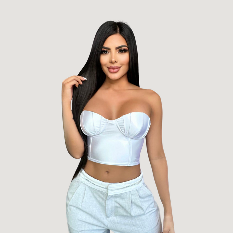 Corset Top with Glossy Spandex Fabric