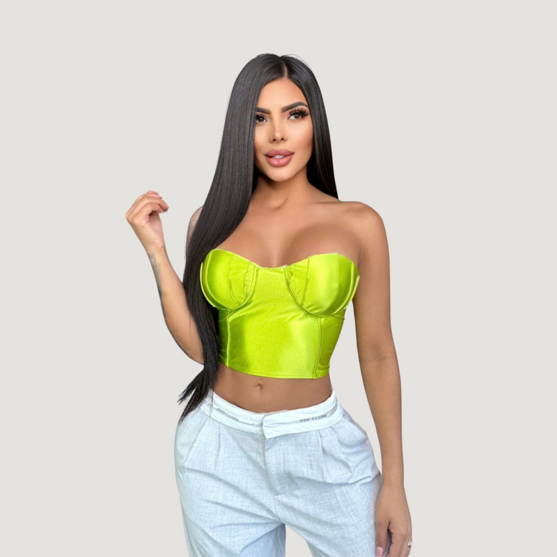 Corset Top with Glossy Spandex Fabric