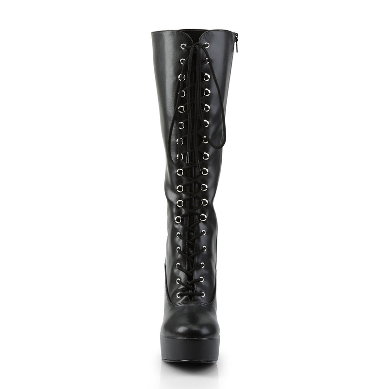 Pleaser Electra Black Matte Knee Hgh Boots