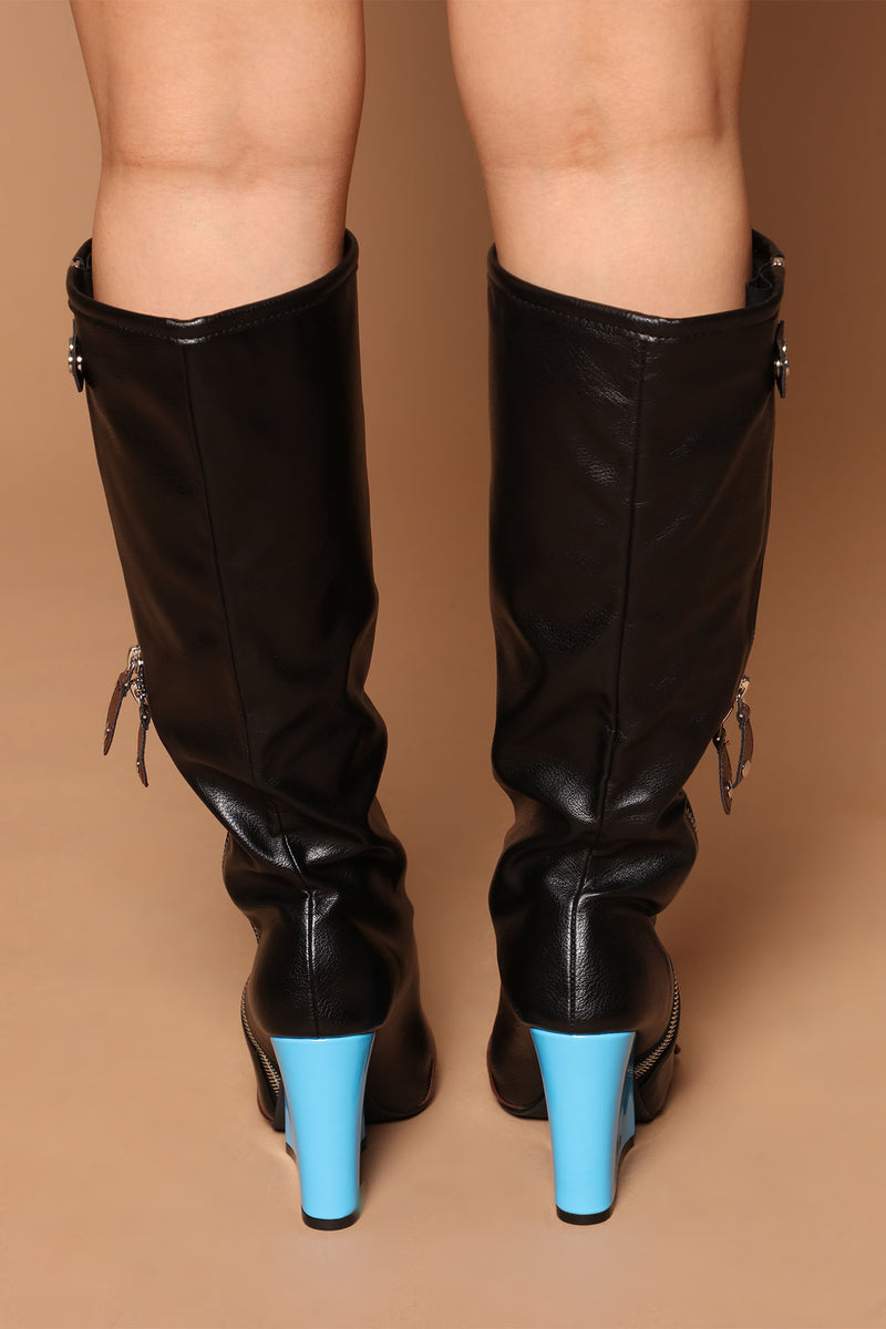 Sienna Knee High Boots - Black/combo