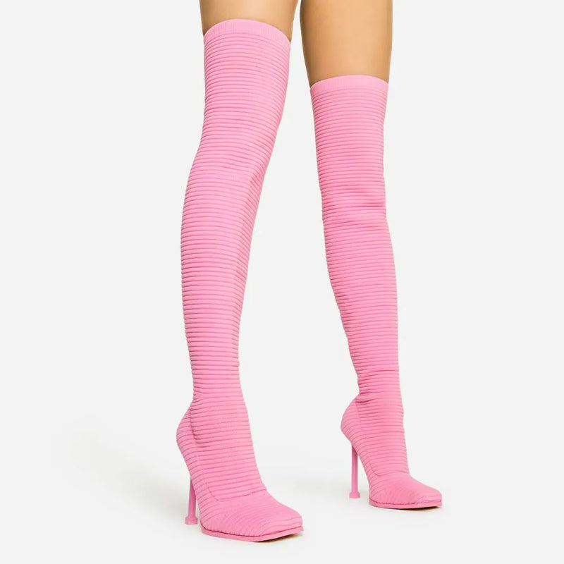 Stiletto Heel Over The Knee High Sock Boots That Girl by lemonade