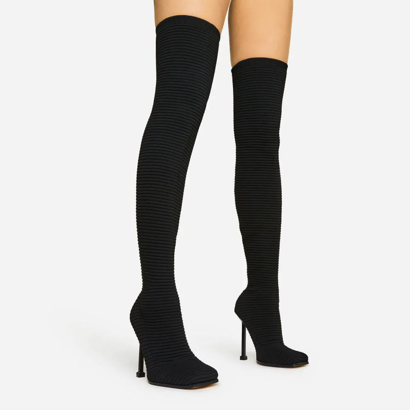 Stiletto Heel Over The Knee High Sock Boots That Girl by lemonade