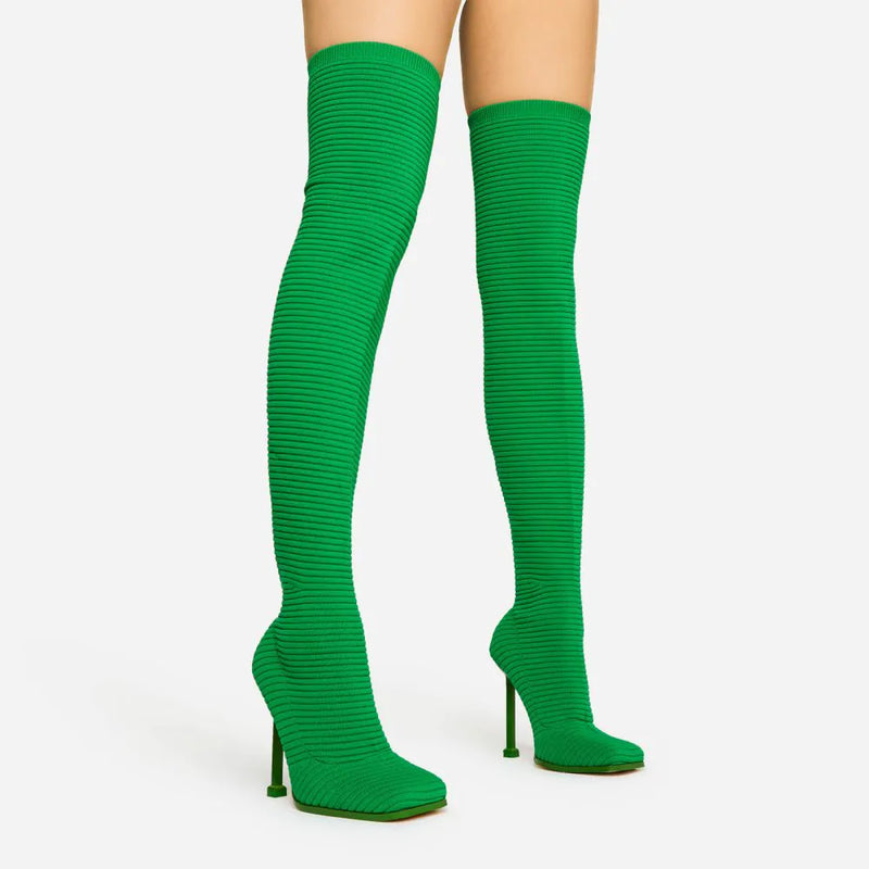 Stiletto Heel Over The Knee High Sock Boots That Girl by lemonade
