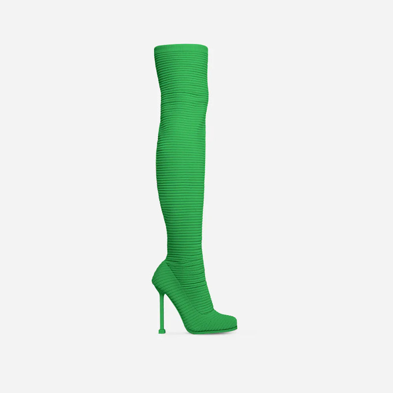 Stiletto Heel Over The Knee High Sock Boots That Girl by lemonade